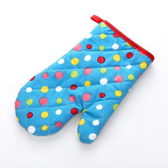 Heat-Resistant Microwave Oven Gloves - Insulated Oven Mitts with Polka Dot Design, High-Temperature Protection for Pot, Cooking & Kitchen Use