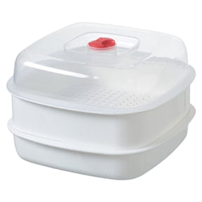 Heat Resistant Microwave Steamer Set, Microwave Food Steamer with Lid, Microwave Safe Steaming Container, Healthy Microwave Cooker for Fish & Rice, For Everyday Home Cooking, 7.87 7.87 Inch