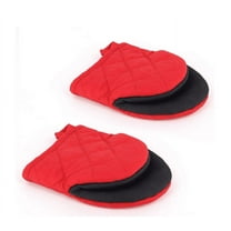 Heat Resistant Mini Oven Mitts, 2 Pack Short Oven Mitts, Non-Slip Grip Surfaces Kitchen Gloves for Cooking, Hanging Loops Oven Gloves