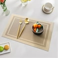 thumbnail image 1 of Heat Resistant Non-Slip Place Mats Washable Table Mats Washable Pvc Table Mats, Woven Vinyl Plastic Placemats for Dining Table, Non-Slip Stain Resistant Kitchen Table Placemats Easy to Clean Gold, 1 of 7