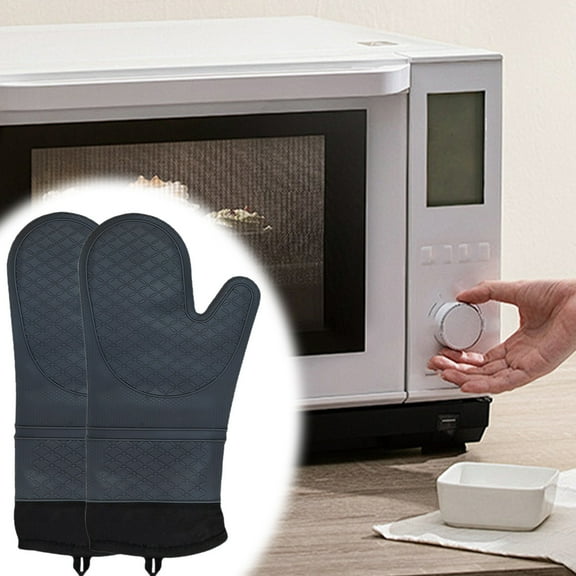 Heat Resistant Oven Gloves | 260°F High Temp Silicone Kitchen Mitts | Insulated Baking & Grilling Gloves for Cooking | 1 Pair Non-Slip Heat Protection