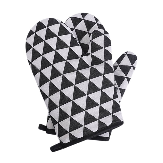 Heat Resistant Oven Mitts | Thickened Cotton Insulated Gloves for Baking & Microwave | Non-Slip Double Layer Protection | Set of 2 with Hanging Loop