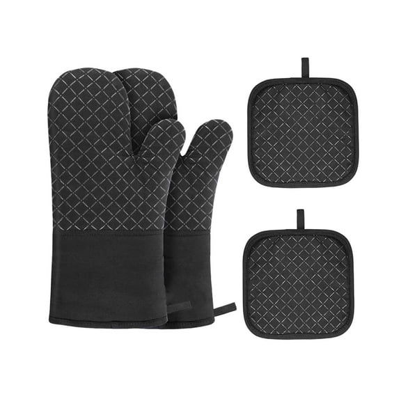 Heat Resistant Oven Mitts and Pot Holders Set with Non-Slip Grip, 500 Degree Protection for Baking and Cooking