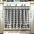 thumbnail image 1 of Heat Resistant Oven Skirt Curtain, 30x21in Polyester Stove Cover with Ribbon Ties and Ruffled Trim, Handmade Appliance Curtain for Farmhouse Kitchen Decor, 1 of 5