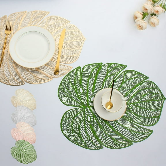 Heat-Resistant PVC Dining Mat for Restaurants and Home Kitchens, Greaseproof and Easy-Clean Decorative Placemat for Western Food Service and Daily Use | Gold KTFgvq