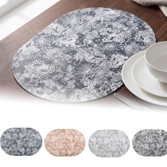 Heat Resistant Placemat with Embossed Texture - Oil-Proof Table , Easy Clean Kitchen Mat