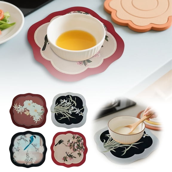 Heat Resistant Placemats Set of 4 â Waterproof Non- Table Mats for Kitchen & Dining, Fast Drying Washable Easy Clean â Diatomite Absorbent Polyester Decor for Home & Restaurant Use