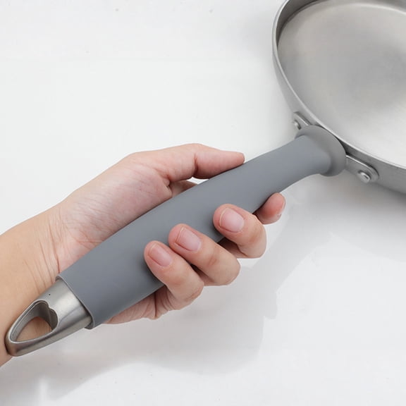 Heat Resistant Pot Handle Cover Silicone Sleeve for Cookware Pan, Non-Slip Rubber Handle Protector for Frying Pans, Sauce-Pans, and Skillets, Ideal for Cooking and Kitchen Use, Gray A