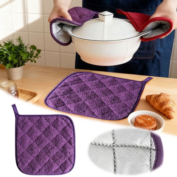 Heat Resistant Pot Holders and Hot Pads,Oven Mitts Black Cotton Made Machine Washable Potholder for Cooking and Baking, Kitchen Terry Cloth Hot Pad, Trivet and Heatproof Coaster for Everyday Use