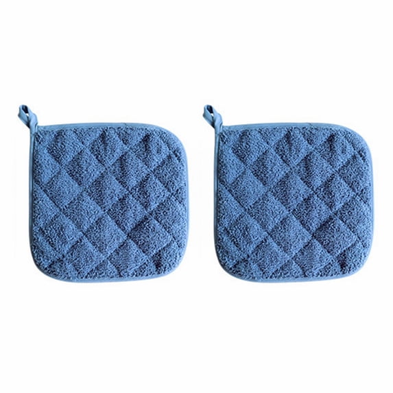 Heat Resistant Potholders Hot Pads - Kitchen Pot Holders Set with 2 Pan Hot Handle Holders Trivet for Cooking and Baking,with Recycled Infill Terrycloth Lining(Blue)