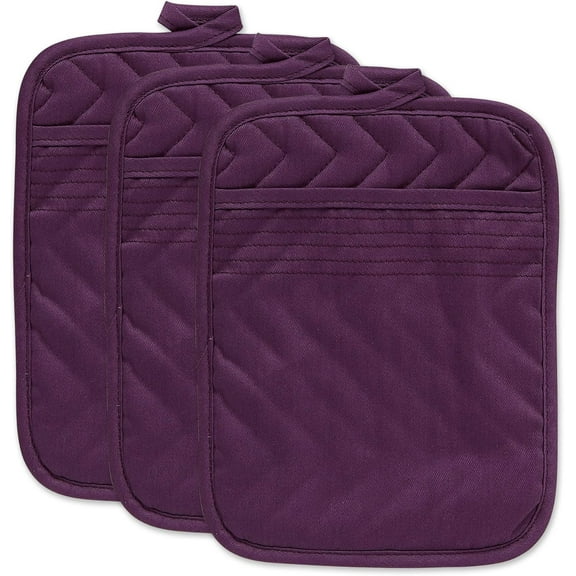 Heat Resistant Quilted Cotton Pot Holder with Pocket, Kitchen Pocket Pot Holder Cotton Heat Resistant Potholder Coffee Coaster Kitchen Hot Pad Oven Mitts Hot Pads Trivet, 7x9 in, 3 Pack