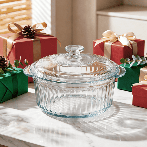 Heat-Resistant Round Glass Baking Dish with Lid,