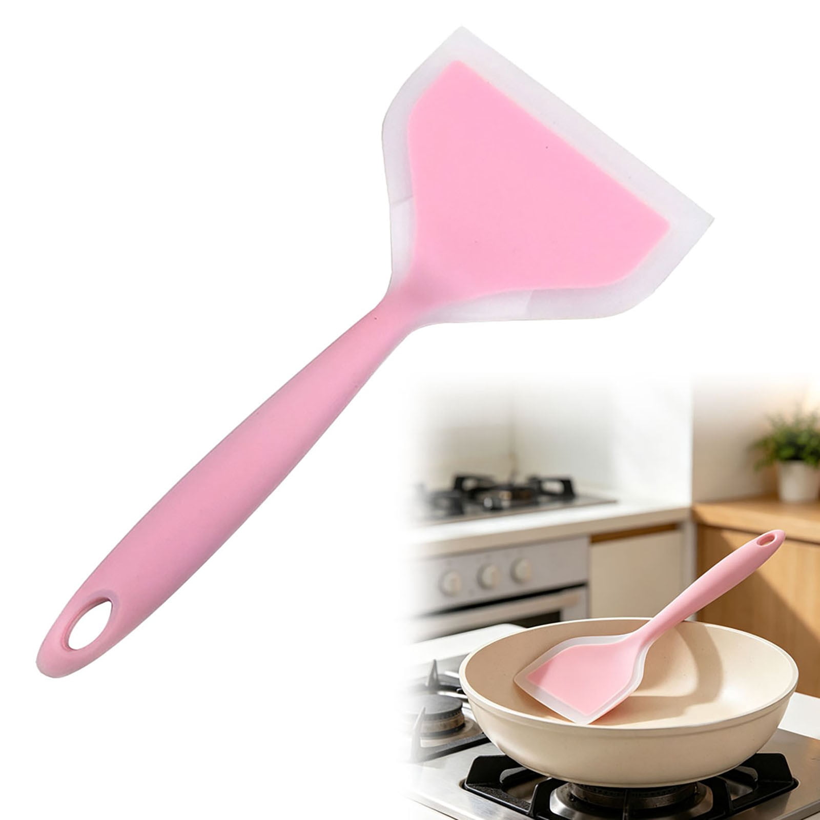 Heat Resistant Seamless Silicone Wok Spatula, Flexible Non Scratch Non ...
