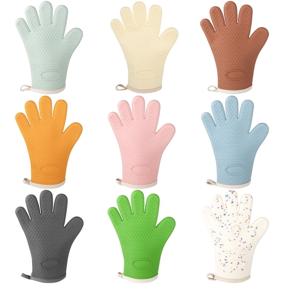Heat Resistant Silica Gel Kitchen Oven Gloves, High Temp Thickened Insulation Mitts for Microwave Baking Use