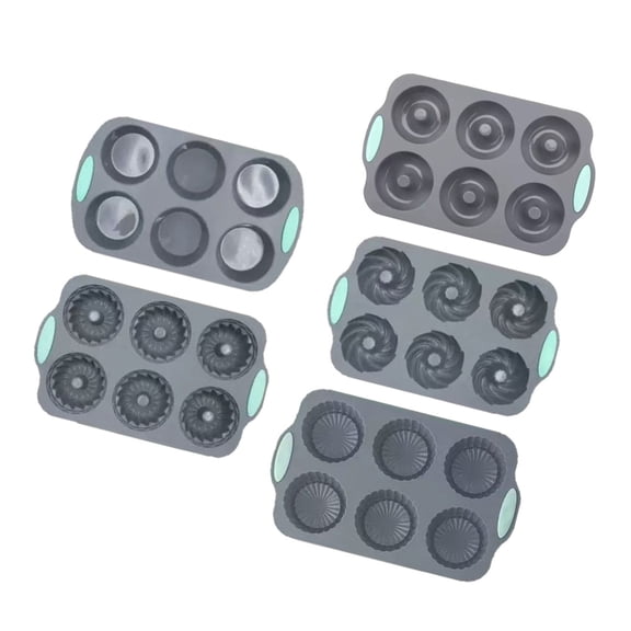 Heat Resistant Silicone Baking Molds 6 Cavity Flexible Mini Fluted Tube Cake Pan