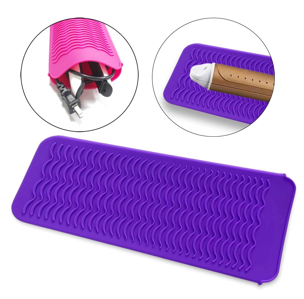Small Silicone Heat Resistant Mat For Curling Iron & Hot Tools - 9"x3.5" Pad For Sink, Counter, Coasters (Black)