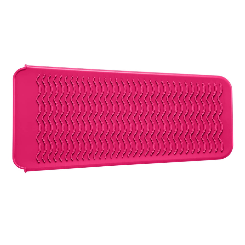 3PCS Silicone Mat Heat Resistant Curling Iron Pouch Hair Straightener  Curler Insulation Pad Hot Styling Tool, Pink