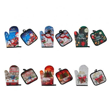 Heat Resistant Silicone Shell Kitchen Oven Mitts for 500 Degrees with Waterproof, 1Set Oven Gloves with Cotton Lining for BBQ Cooking Set Baking Grilling Barbecue Microwave Machine Washable