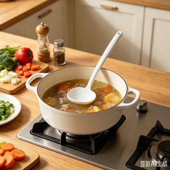 Heat Resistant Silicone Spatula & Soup Ladle Set, Non-Stick Silicone Cooking Utensils for Kitchen Cooking Stirring Soup