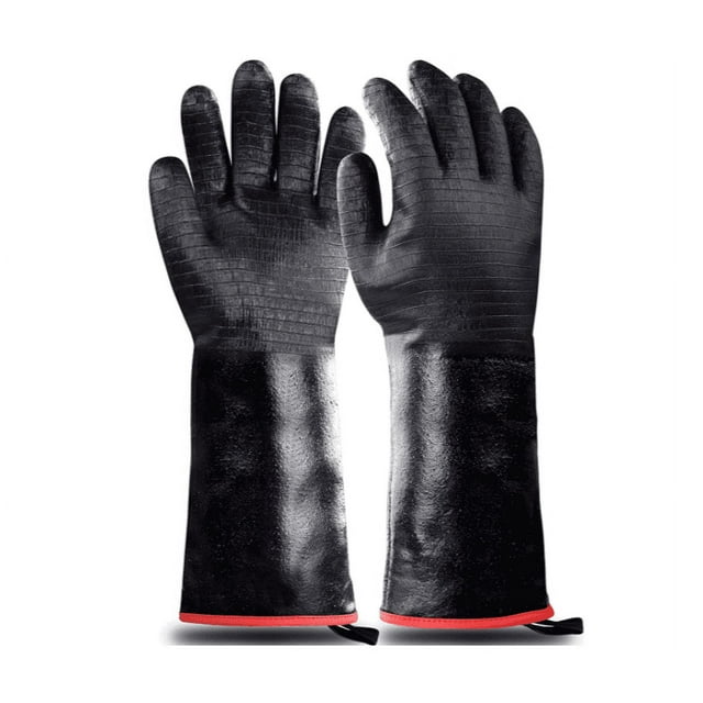 Heat Resistant-Smoker BBQ Gloves 14 Inches,932℉, Grill, Cooking Barbecue Gloves, to Handling Heat Food Right on Your Fryer,Grill,Oven. Waterproof, Fireproof, Oil Resistant Neoprene Coating
