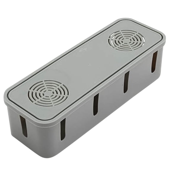 Heat Resistant Socket Storage Box 27x8x9cm, ZzCityTK Premium PP Cable Organizer with Ventilation, Wall Mount Wire Management Tidy for Home Office Bedroom Living Room, Gray