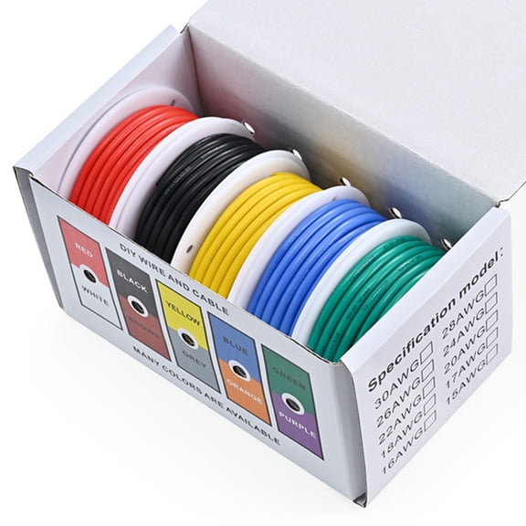 Heat Resistant Soft Silicone Wire Cable 26/28/24/30AWG Tinned Copper Wires 5 Colors Electronic Wire Cable 32.8ft/10m