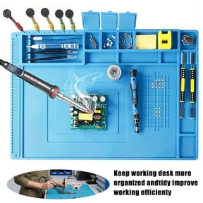 Heat-Resistant Solder Pad,18x12 inches Insulation Large Silicone Repair Pad for Soldering,Cell Phones,Computers,and Other Electronic Repairs(Blue)