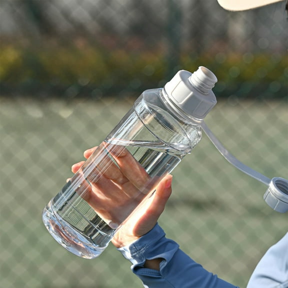 Heat-Resistant Sports Water Bottle, 1L Super Large Capacity, Anti-Fall Outdoor Kettle, Leak-Proof Sealed Mouth, Frosted Plastic, Gym, Camping, Hiking, Long-Lasting, Portable Strap, BPA-Free