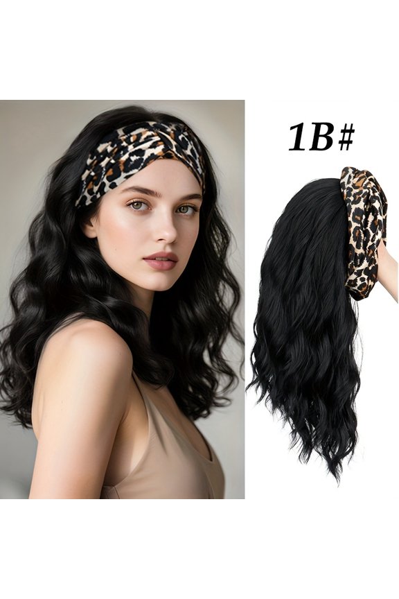 Heat-Resistant Synthetic Fiber Headband Wig - Glueless Pre-Cut Short Curly Leopard Print Highlights, Breathable Comfortable Hairpiece for Women, Easy Wear for Daily & Party Use, Natural Look
