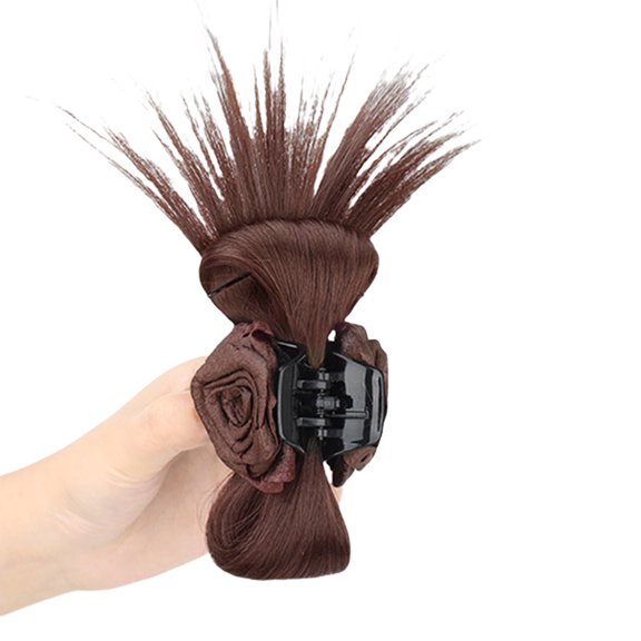 Heat Resistant Synthetic Fibre Wigs Bun Hair Clip with Dred Rose Flower Decoration for Vintage Hairstyles Secure Hold
