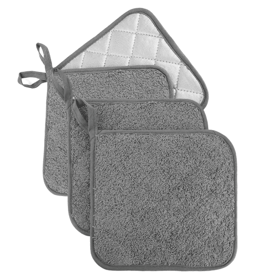 Heat Resistant Terry Cloth Pot Holder Set, Non-Slip Kitchen Oven Hot Pads for Cooking Baking Use