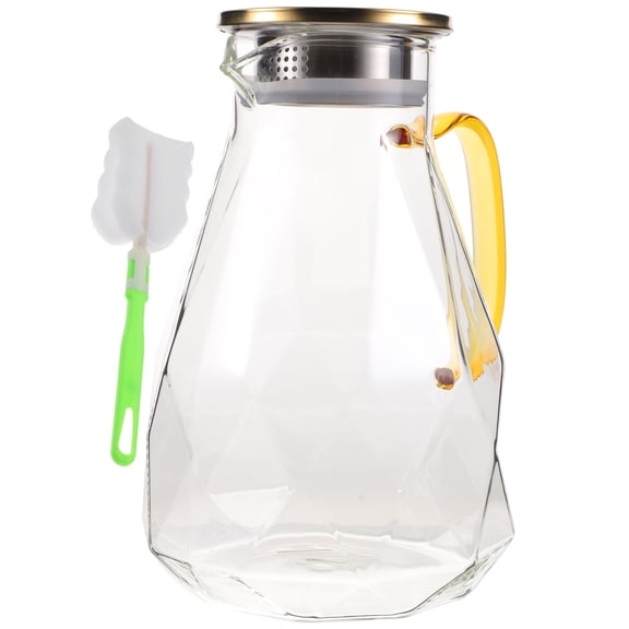 CRILSTYLEO Glass Pitcher Transparent Diamond Shape 1Set 6.7X5.9X9.1In