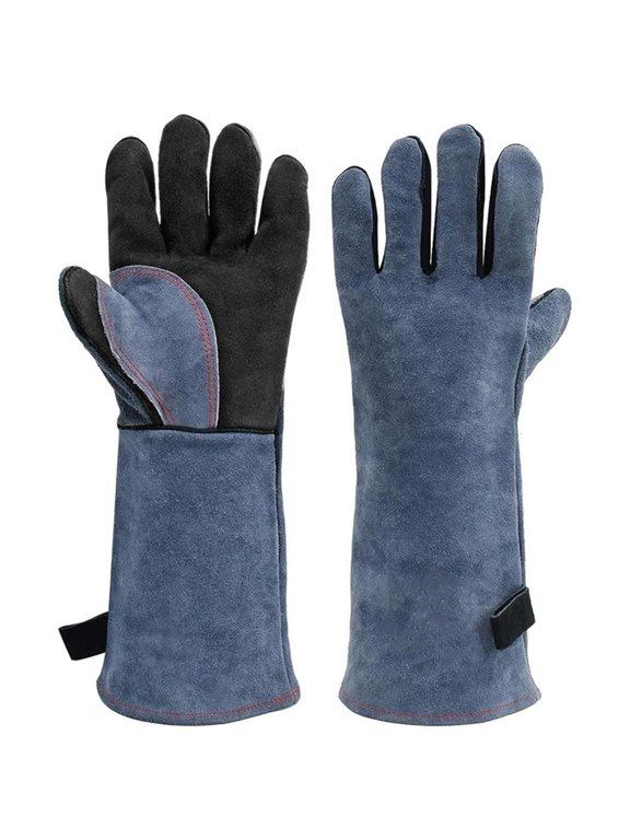 Heat Resistant Welding Gloves 16 inches Cowhide Leather - Long Sleeve and Insulated Lining BBQ Glove for Welder/Mig/Grill/Barbecue/Stove Heito