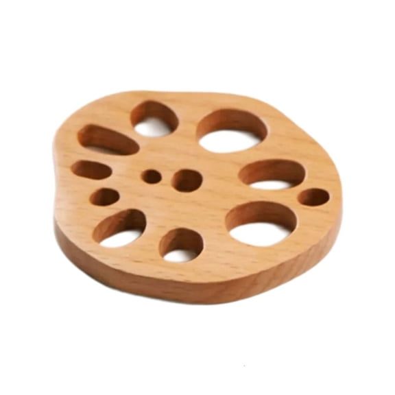 Heat Resistant Wood Trivet with Lotuses Root Slices Durable Kitchen Accessory