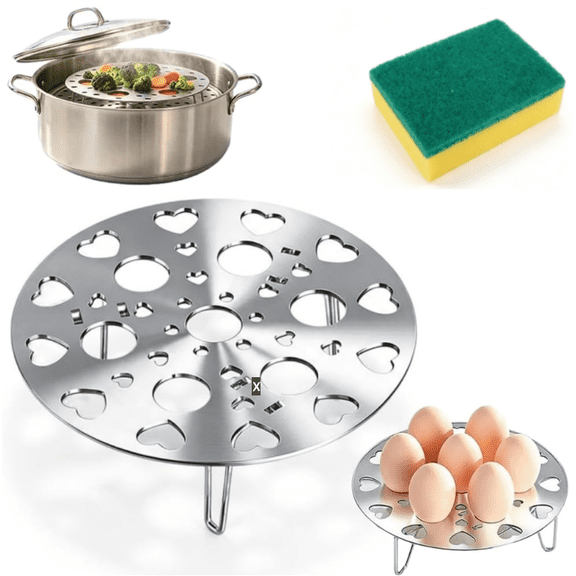 Heat-Safe Egg Steaming Rack, Stainless Steel Egg Holder Steamer Trivet, Heat Resistant Rack for Pot, Pan & Pressure Cooker