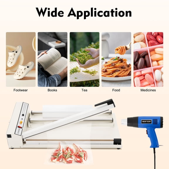 Heat Sealer Machine, Packaging Sealing Machine, Sealing Machine with Heat Gun(Off White)
