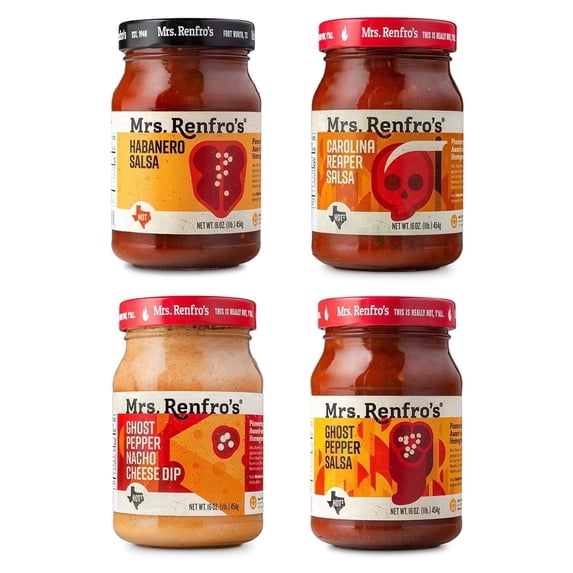 Mrs. Renfro's Heat-Seekers 4-Pack Salsa and Cheese Dip Bundle