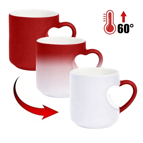 Heat Sensitive Mug Cup Personalized Magic Color Changing Coffee Cup Picture on Coffee Mugs Mug Couple Cup - (Red)