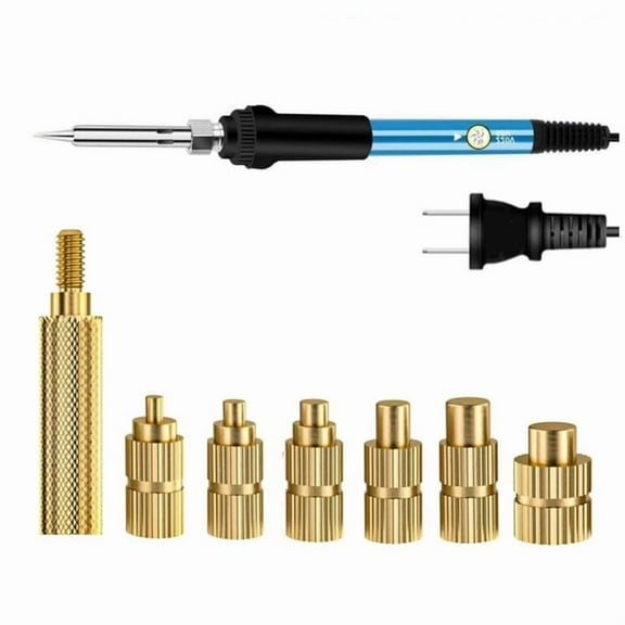 Heat Set Insert Soldering Iron Tip Head M2-M6 Hot Melt Inset Nut Brass Embedded Thread Insertion Kit for Plastic US PLUG,1 * adapter 6 * tips 1 * Electric soldering iron,As Shown