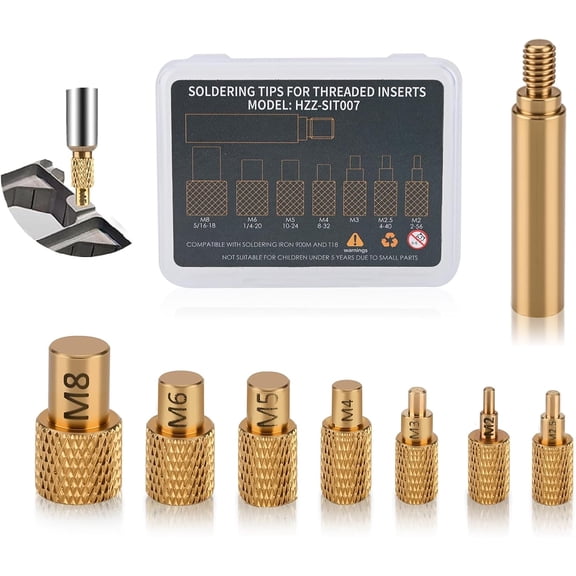 Heat-Set Insert Tips M2-M8 1/4", For FX-888D Weller SP40NKUS and Yihua 939D Irons