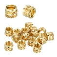 thumbnail image 1 of Heat Set Threaded Inserts, 15 Pcs 1/4"-20 x 6mm L x 8mm OD Pure Brass Metric Knurled Nuts Female Threaded Inserts Embedment Nut for 3D Printing Components Plastic Materials, 1 of 7