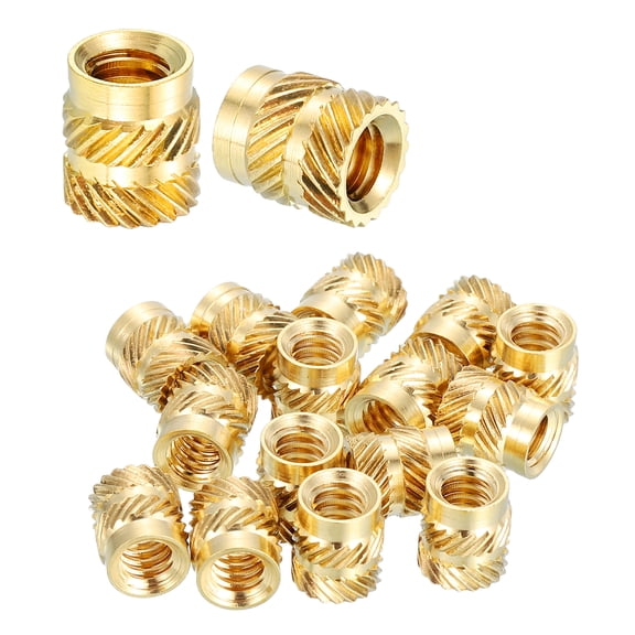 Heat Set Threaded Inserts, 15 Pcs #10-24 x 7.93mm L x 6.93mm OD Pure Brass Metric Knurled Nuts Female Threaded Inserts Embedment Nut for 3D Printing Components Plastic Materials