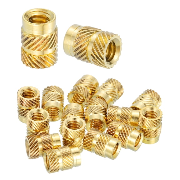 Heat Set Threaded Inserts, 15 Pcs #10-24 x 9.5mm L x 6.93mm OD Pure Brass Metric Knurled Nuts Female Threaded Inserts Embedment Nut for 3D Printing Components Plastic Materials