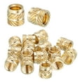 thumbnail image 1 of Heat Set Threaded Inserts, 25 Pcs 1/4"-20 x 8mm L x 8mm OD Pure Brass Metric Knurled Nuts Female Threaded Inserts Embedment Nut for 3D Printing Components Plastic Materials, 1 of 7