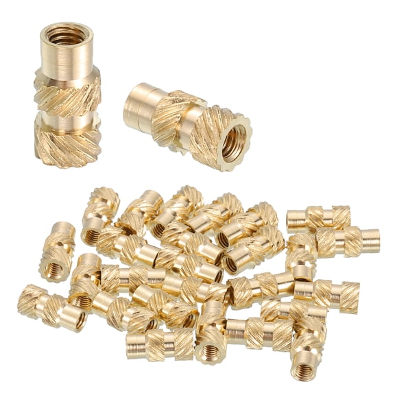 Heat Set Threaded Inserts, 48 Pcs M3 x 10mm L x 5mm OD Pure Brass Metric Knurled Nuts Female Threaded Inserts Embedment Nut for 3D Printing Components and Plastic Materials