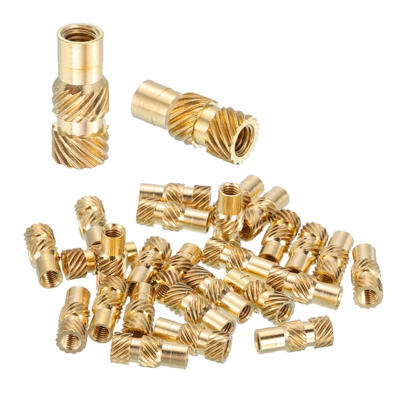Heat Set Threaded Inserts, 48 Pcs M3 x 12mm L x 5mm OD Pure Brass Metric Knurled Nuts Female Threaded Inserts Embedment Nut for 3D Printing Components and Plastic Materials