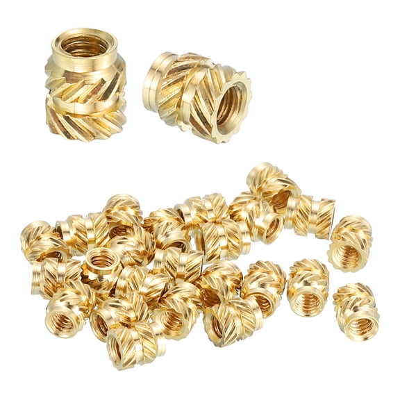 Heat Set Threaded Inserts, 50 Pcs #2-56 x 4mm L x 3.6mm OD Pure Brass Metric Knurled Nuts Female Threaded Inserts Embedment Nut for 3D Printing Components Plastic Materials