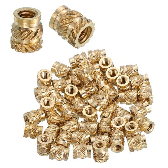 Heat Set Threaded Inserts, 68 Pcs M2 x 4mm L x 4mm OD Pure Brass Metric Knurled Nuts Female Threaded Inserts Embedment Nut for 3D Printing Components and Plastic Materials