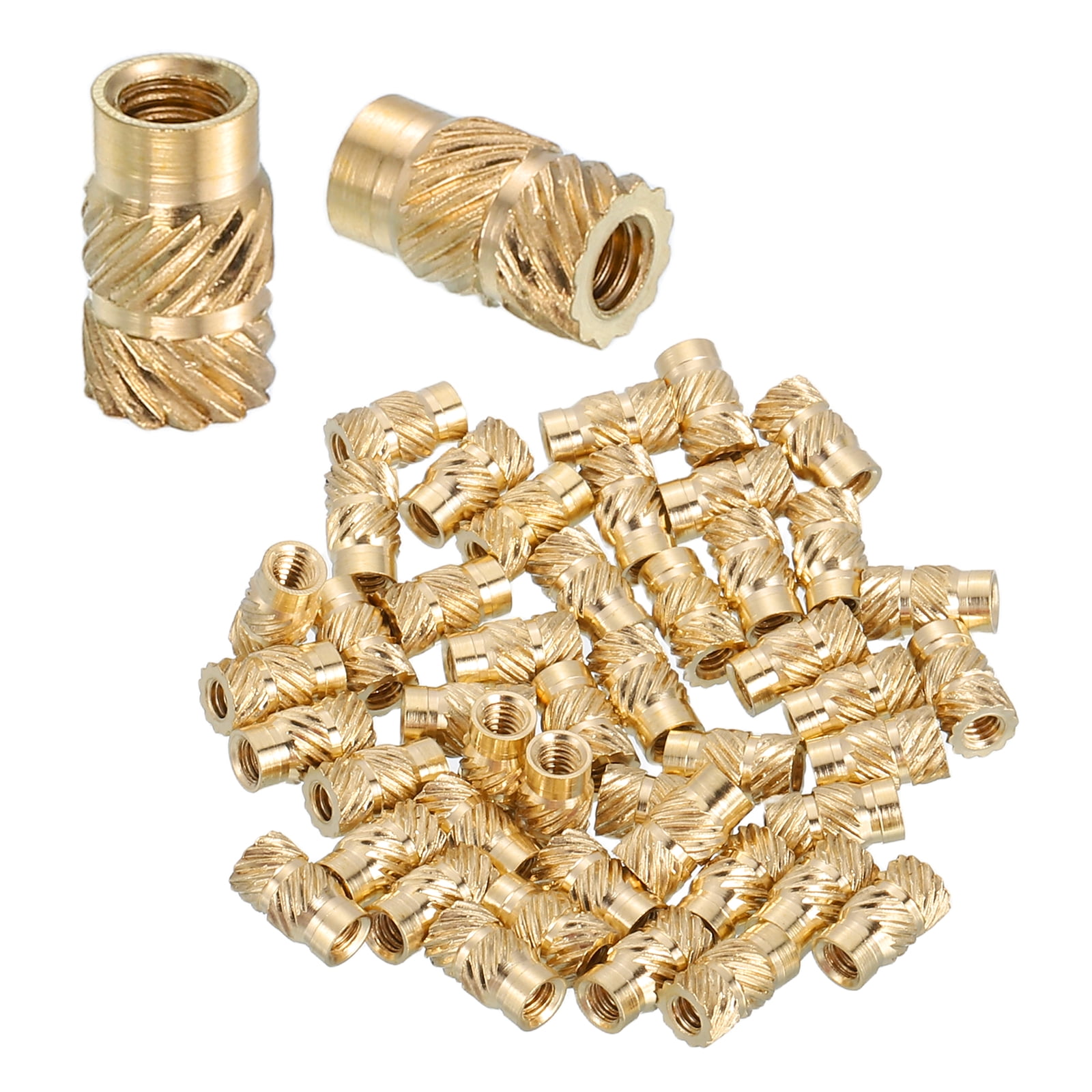 Heat Set Threaded Inserts, 68 Pcs M2 x 6mm L x 4mm OD Pure Brass Metric ...