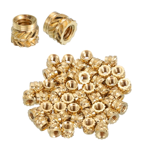Heat Set Threaded Inserts, 88 Pcs M2 x 3mm L x 3mm OD Pure Brass Metric Knurled Nuts Female Threaded Inserts Embedment Nut for 3D Printing Components and Plastic Materials